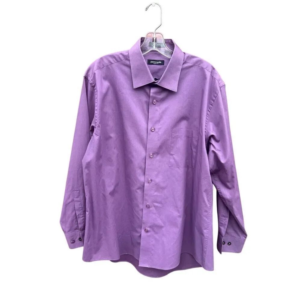 Pierre Cardin Men’s Slim Fit L 32/33 Purple Shirt NWOT